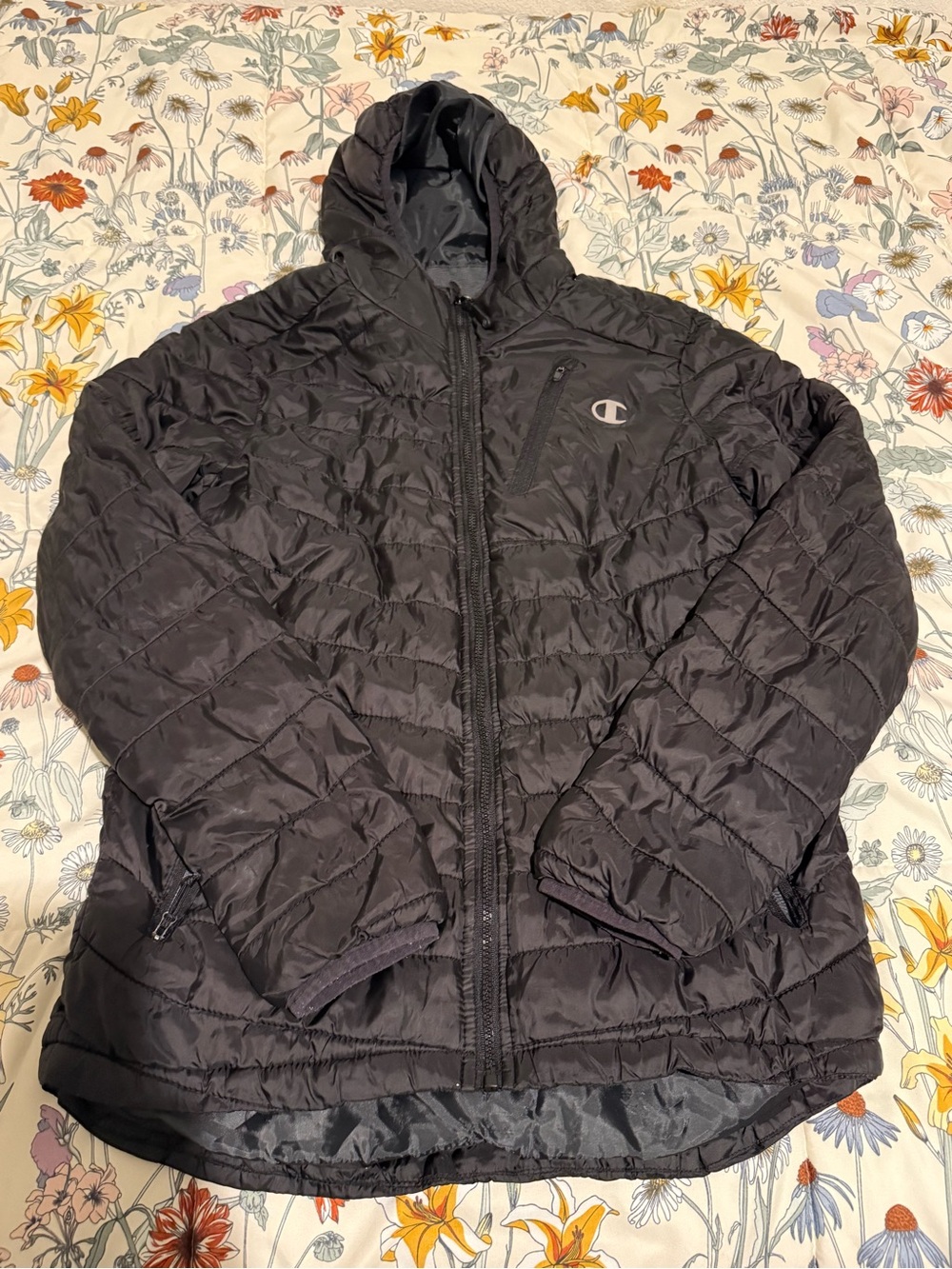 Champion Quilted Hooded Puffer Jacket Black